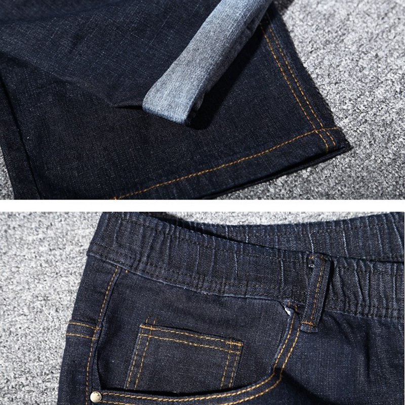 Stor størrelse store mænds jeans 9xl 10xl 11xl 12xl bukser efterårsbukser elastik lige 50 54 56 58 jeans stretch sort plus størrelse