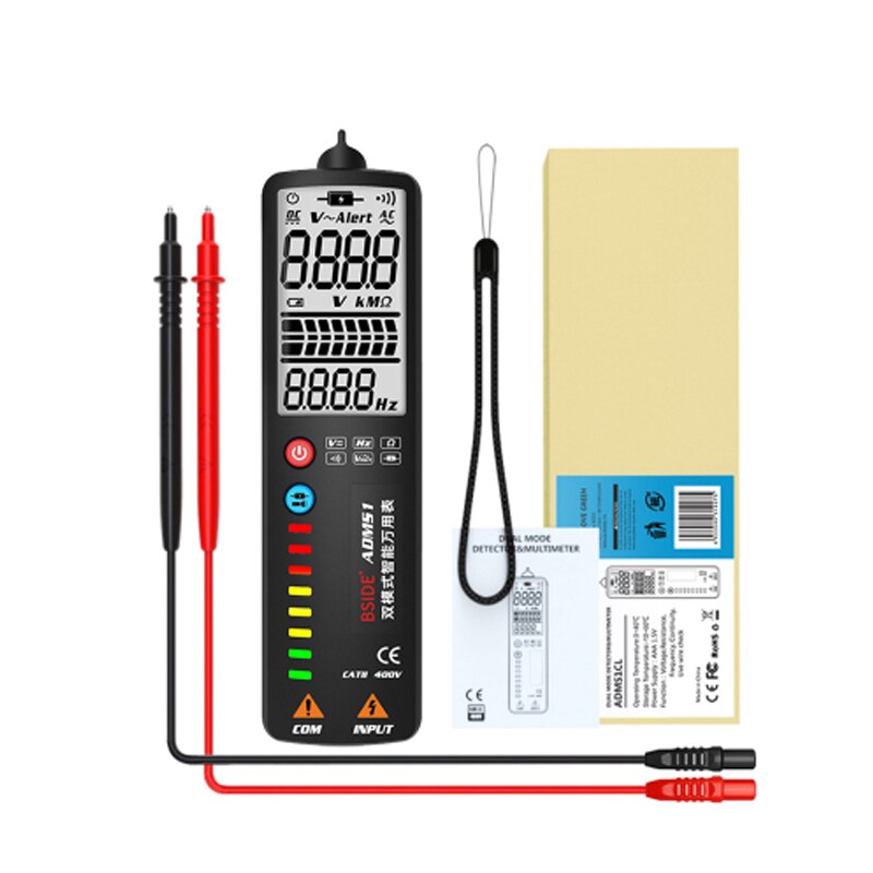 Bside ADMS1 Digitale Multimeter Voltage Detector Tester Multimetetro Voltmeter Dc/Ac 400V Dmm Ohm Hz Continuïteit Ncv Test