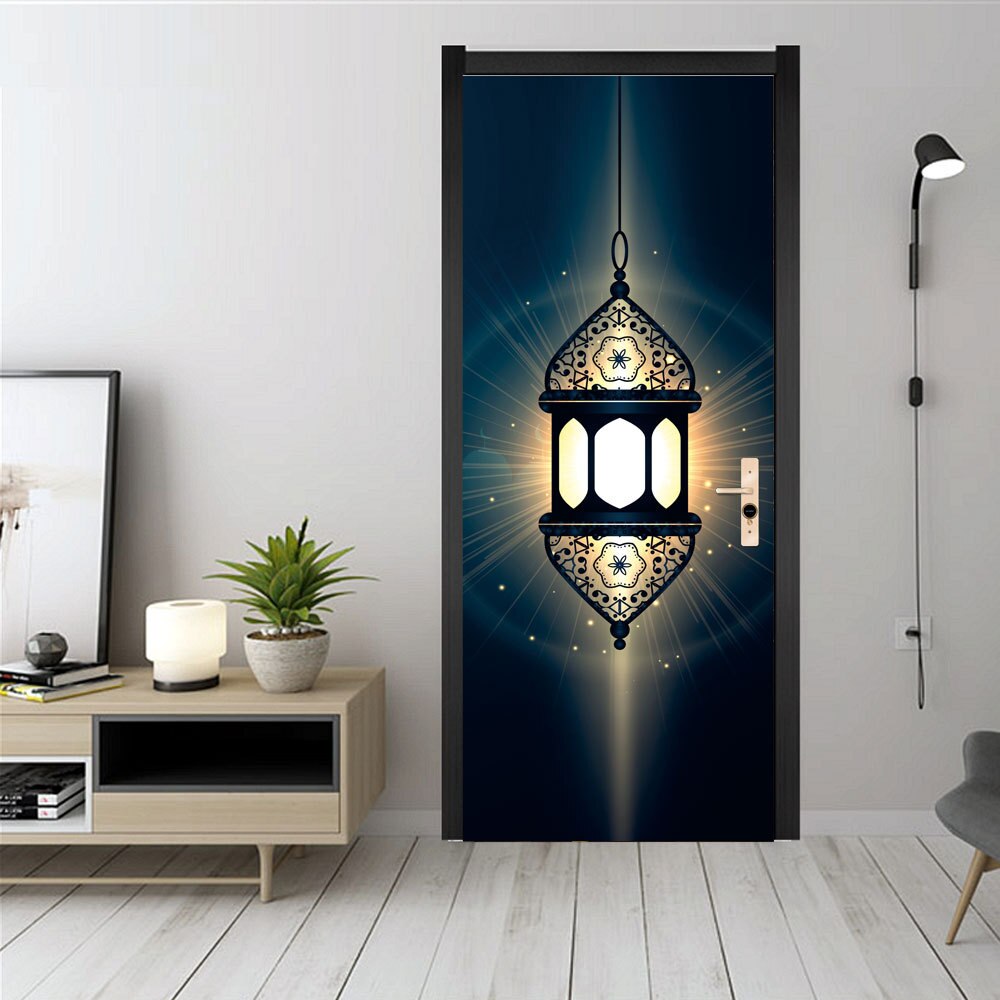 3D Self-adhesive Muslim Door Sticker Ramadan Decoration EID Living Room Bedroom Glass Door Mural Wallpaper