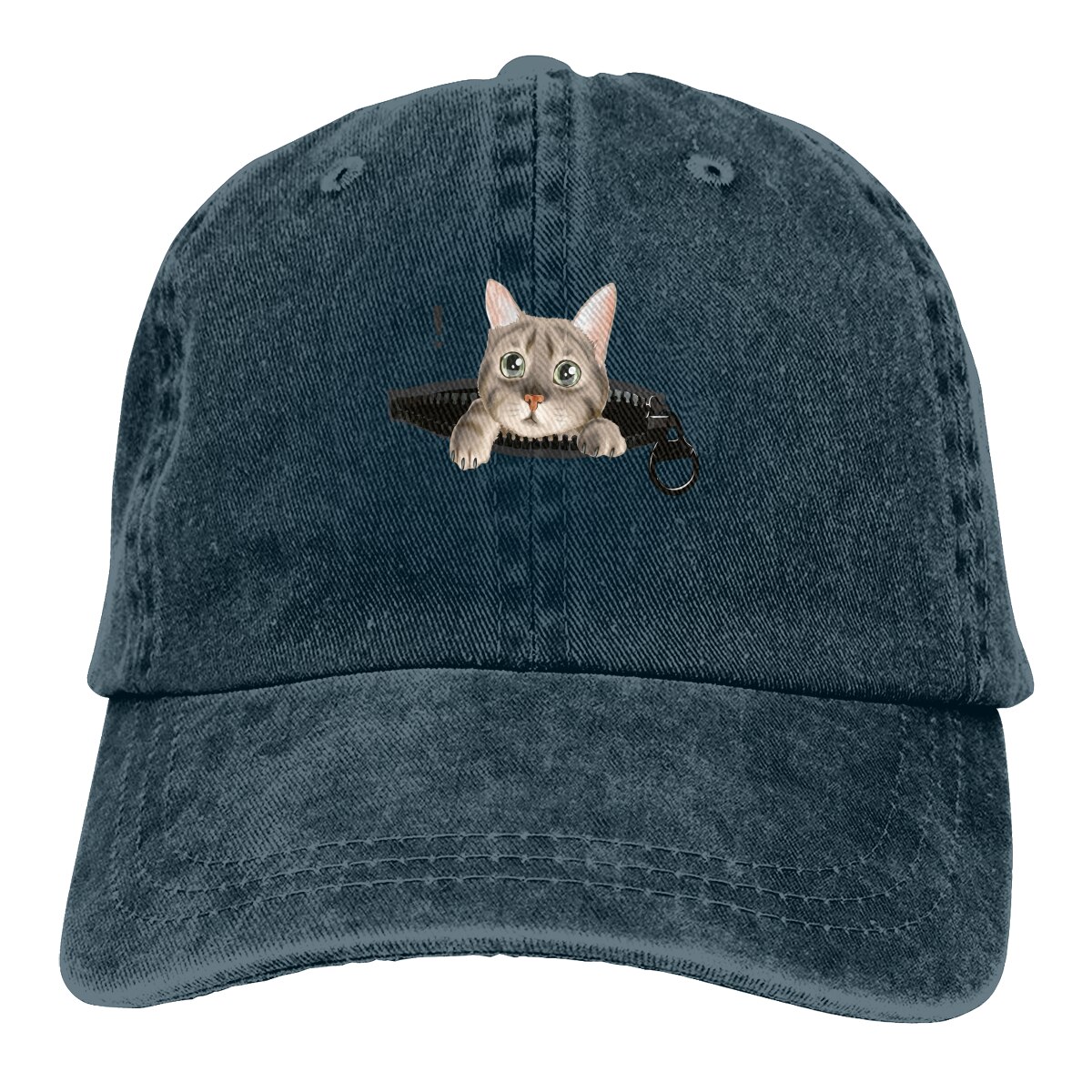 Cute Cat In Zip Pocket Retro Baseball Cap Cowboy Hat Fitted Cap Snapback Hat for Men Women Casual Cap Sun Hat Outdoor Cap: Navy Blue