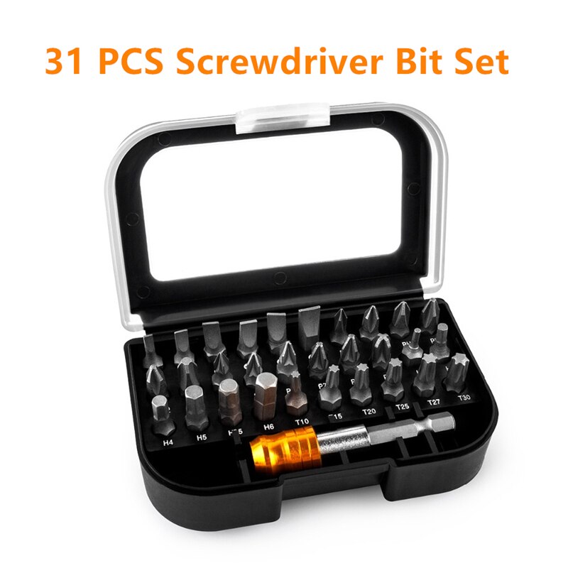 31 Pcs Schroevendraaier Bit Set 30 Meest Gebruikte Schroevendraaier Bits + 1 Quick Release Hex Chuck Extension adapter
