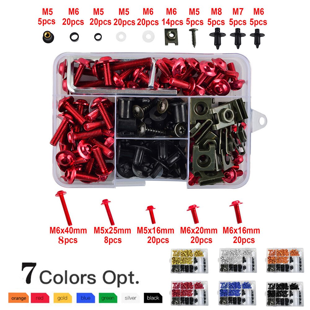 Motorcycle Full Fairing Bolts Fasteners Kit Aluminum M5 M6 Bodywork Screws Nut Set