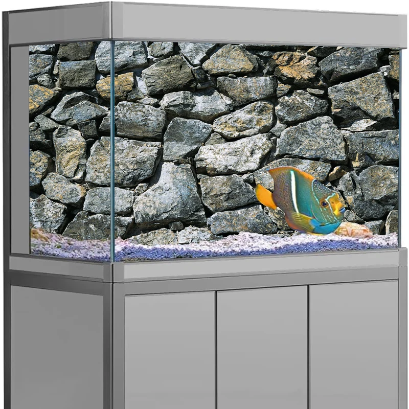 1 rouleau effet 3D pierre noire Aquarium fond affiche HD pierre de roche auto-adhésif Aquarium fond