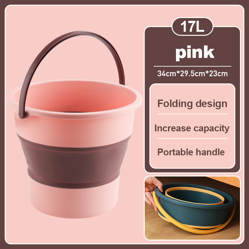 17L Portable Folding Bucket Multifunctional Thickened Silicone Bucket for Car Washing and Fishing Camping Folding Bucket: WHITE