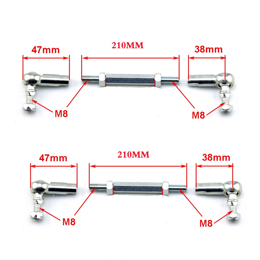 2 pce 100MM-240MM M8 Steering Tie Rod kit Ball Joint For 2 Stroke Electric Mini Kids ATV Go Kart Buggy Scooter Parts: Pole length 210MM