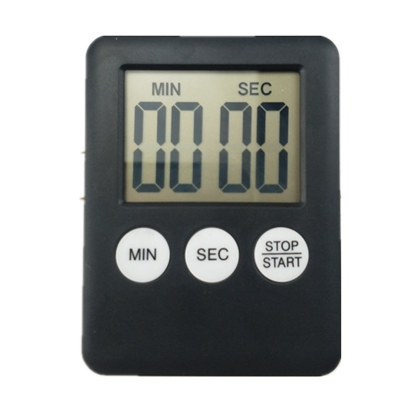 1 Pc Tijd Timer Super Dunne LCD Digitale Scherm Kookwekker Koken Count Countdown Alarm Slaap Stopwatch Temporizador: Black