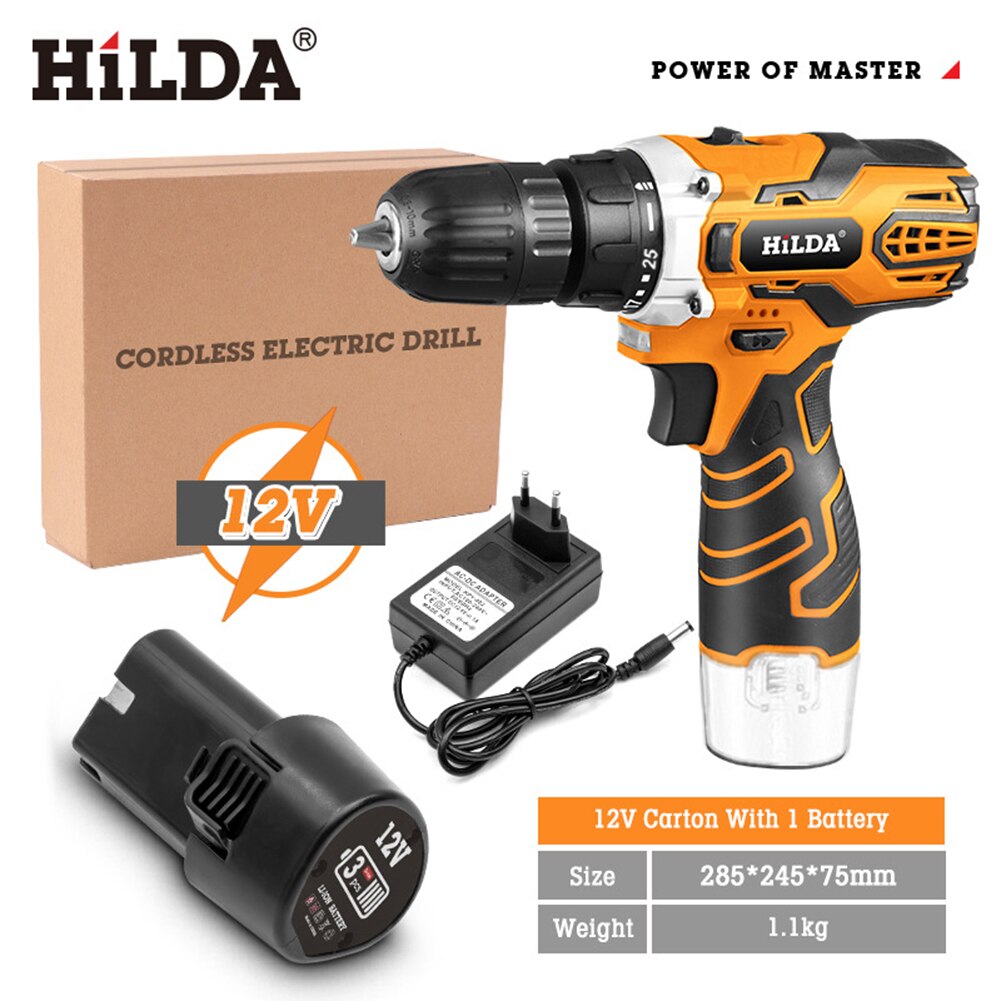 Multifunctional Portable Impact Cordless Drill 25NM Torque Electric Screwdriver Hand Drill with Battery Wireless Power Tools