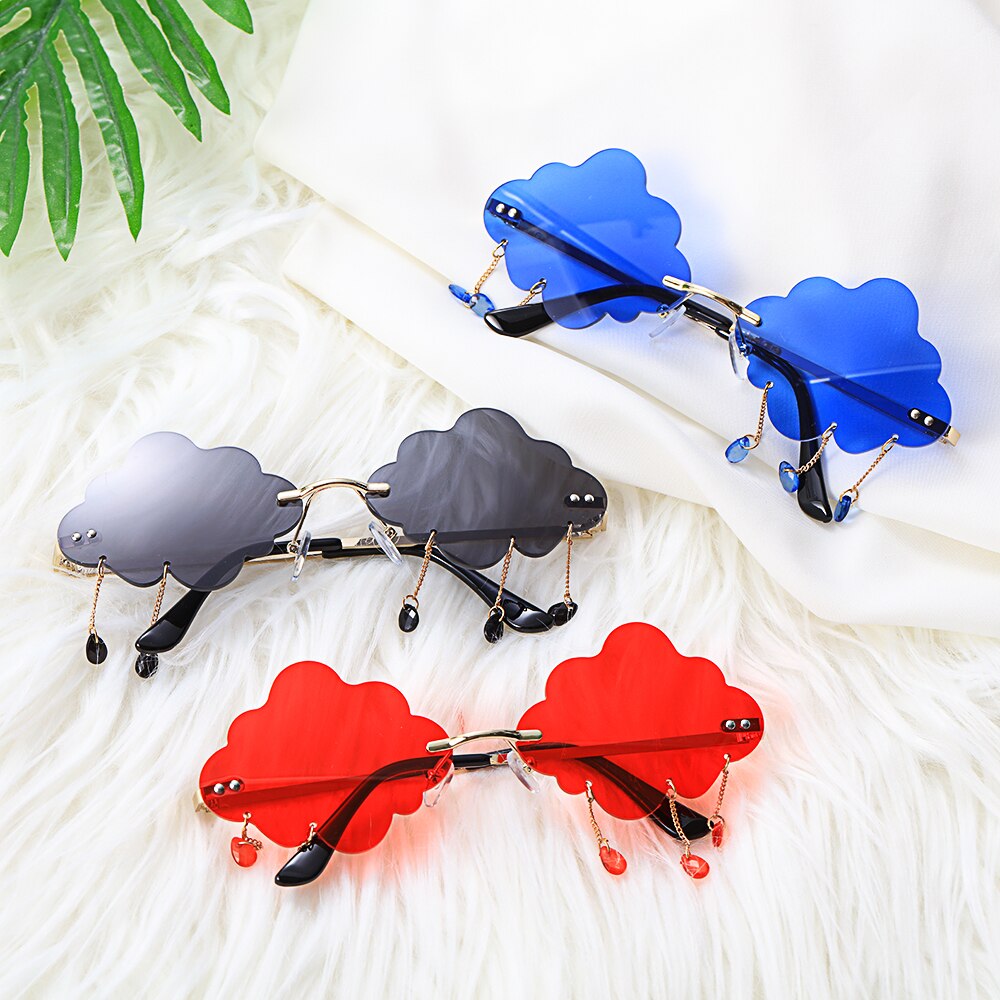 Randloze zonnebril voor dames, vintage wolken, kwastjes, steampunk zonnebril voor heren, frameloze punkbril,  uv400 oculos