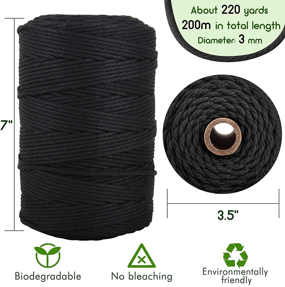 Macrame Koord 3Mm 200M Katoenen Touw 100% Natuurlijk Katoen Macrame Touw, katoenen Koord Macrame Voor Muur Opknoping Boho Decor