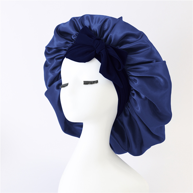 Gorro de satén para el pelo para mujer, gorros para dormir, gorros redondos para el cuidado del cabello, gorro de noche, cubierta para la cabeza Reversible, cubierta para la cabeza de ducha para el cuidado del cabello: Plata