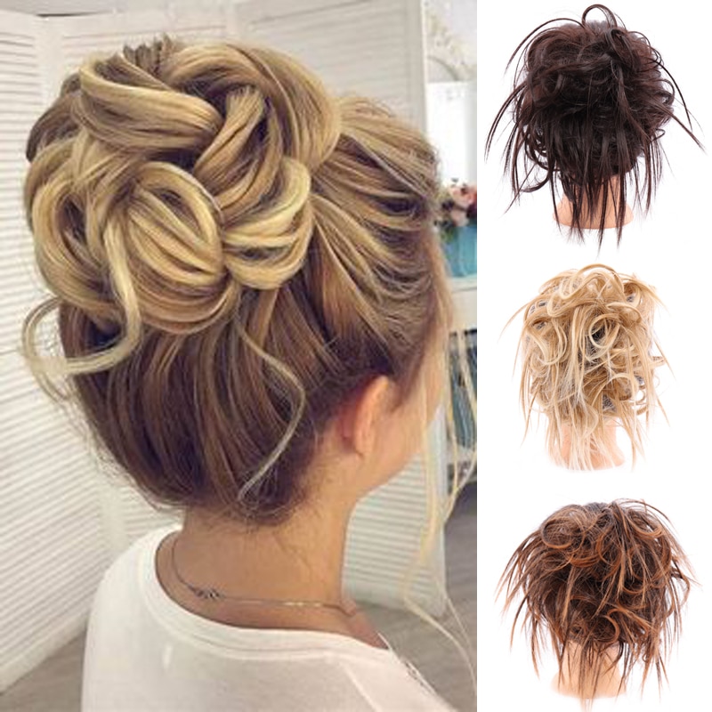 XUANGUANG-Chignon à Donut synthétique élastique | Chignon de coiffure Scrunchie décoiffé, chignon de coiffure de neuf couleurs pour choots