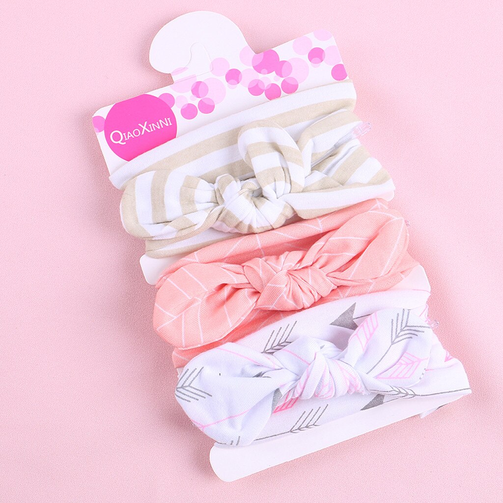 3Pcs Kids Floral Headband Girls Baby Elastic Bowknot Accessories Hairband Set Rabbit Ear Bow Tie Children Hair Accessories C800#: PK