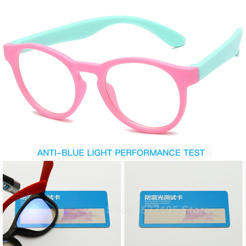 Kids Round Anti Blue Light Glasses Children Flexible Cute Computer Eyeglasses Boys Girls Ultralight Pink Blue Spectacles Frame