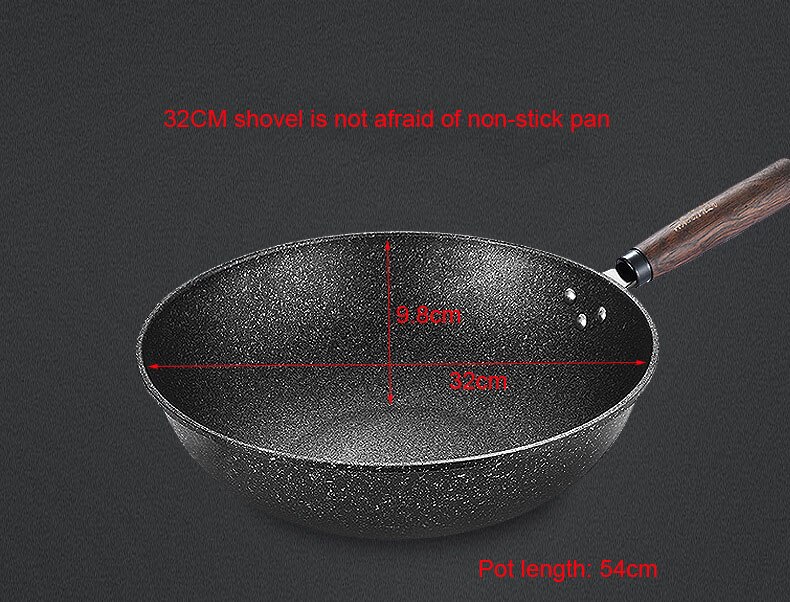 Maifan Stone Non-stick Platte Bodem Wok Diepe Diepe Koekenpan 32cm34cm Gas Fornuis Universele Kookgerei: Dia 32cm