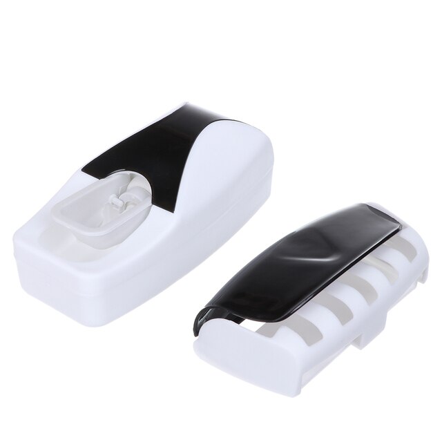 5 Kleuren Automatische Auto Tandpasta Dispenser + Tandenborstelhouder Set Wall Mount Wijn Thuis Badkamer Accessoires: black