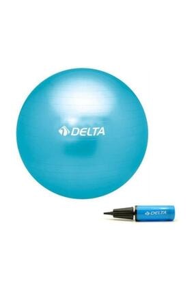 Pilates Ball 65cm Turquoise Deluxe - Round Fitness Exercise Ball with Bi-Directional Pump