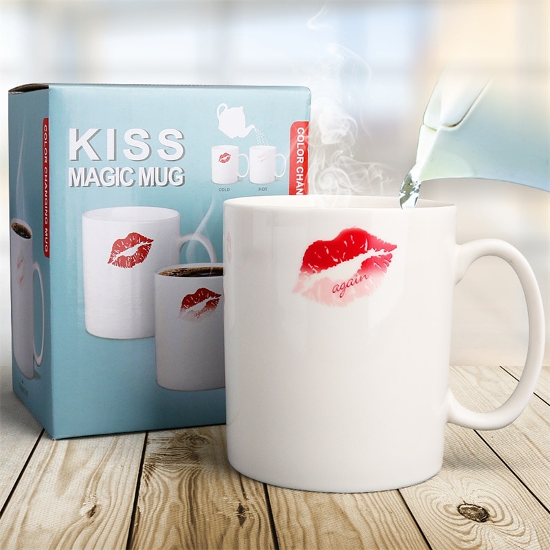 ZOOOBE Creatieve Kleur Veranderende Mok Kus me weer Warmtegevoelige Keramische Drinkware Voor Thee Melk Koffie Mokken Cup