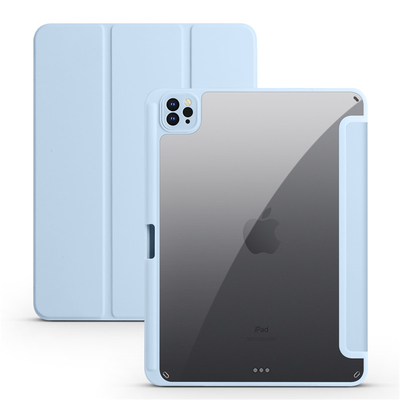 Para iPad Air 13 2025 Funda con portalápices cubierta dura trasera transparente acrílica triple para Coque iPad Air 13 2024 2025 M3 M2 Funda: Blanco