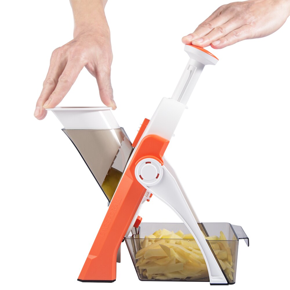 ONCE FOR ALL Utensilios de cocina para cortar verduras y patatas, trituradora de alimentos, rallador de frutas, espesar, Cortador Manual de zanahorias, accesorios de cocina: Orange