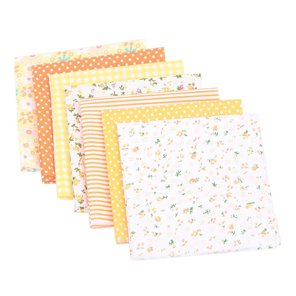 7 unidades/juego de tela de algodón para manualidades, paño liso, estampado Floral, cuadrado, 25x25mm