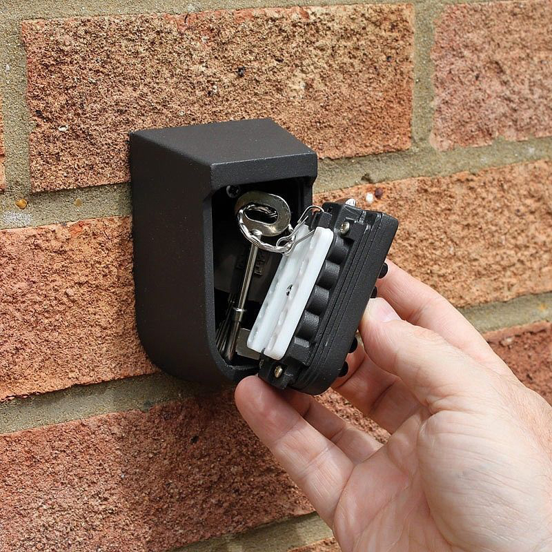 Caja fuerte de 10 dígitos para llaves, candado de combinación con botón pulsador montado en la pared, almacenamiento de llaves al aire libre, soporte de llave seguro electrónico