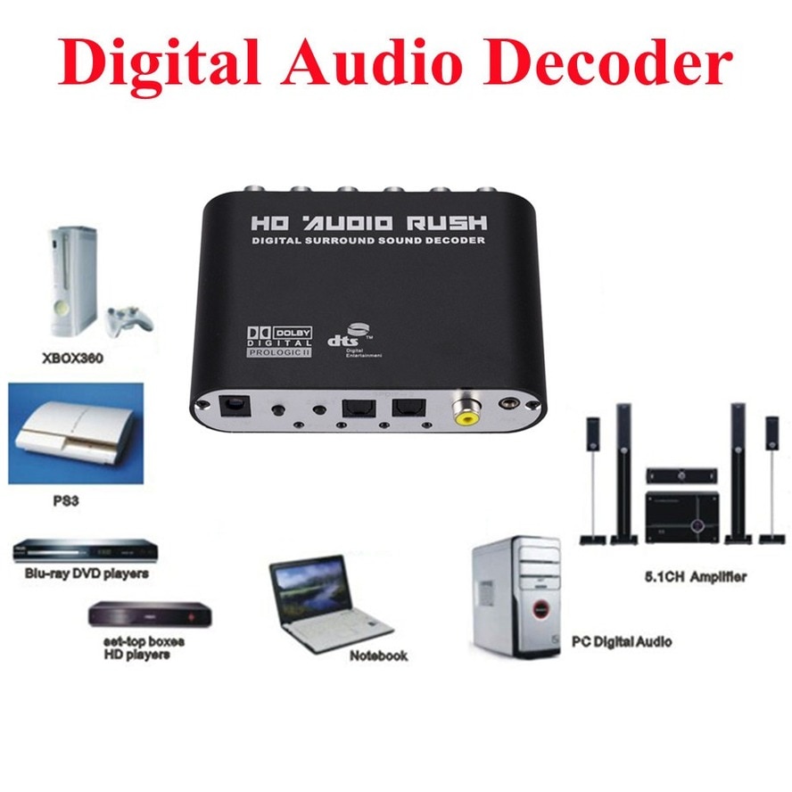 Decodificador de Audio Dolby Digital 5,1 Dts/Ac-3, amplificador óptico a 5,1 canales RCA, convertidor analógico, adaptador de Audio de sonido para Audio de TV