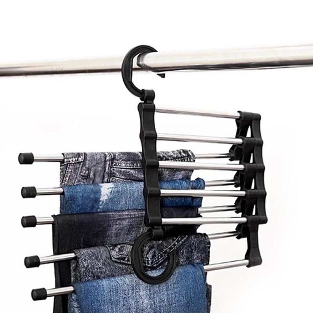 Colgador de ropa de acero inoxidable para adultos, Perchero de plástico ABS, duradero, para bufanda y pantalones, retráctil, Ahorrador de espacio, blanco y negro