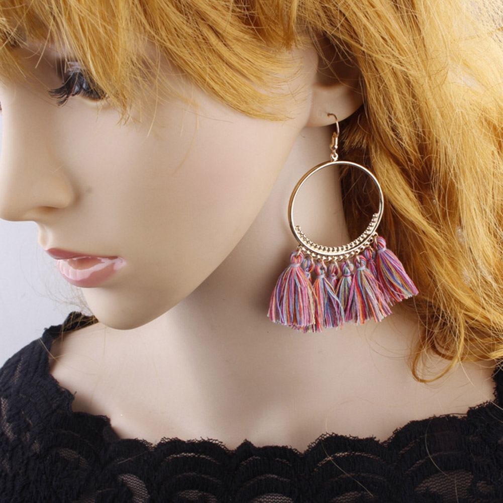 Vintage dynda spadek Tassel kolczyki dla kobiet kobieta moda oświadczenie etniczne artystyczne Boho duże kolczyki biżuteria akcesoria