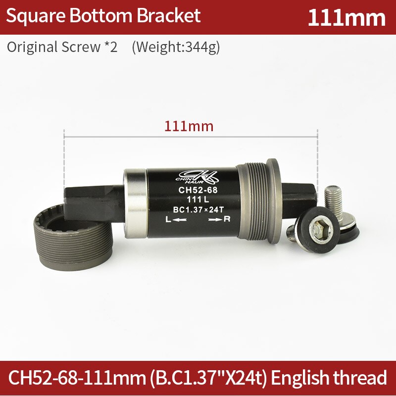 JSHOU BIKE Square Taper Bottom Bracket BSA Tool Crank Axis Accessories Waterproof BB Parts Cycling Tool for Mountain Road Bike: 111mm CH52 68