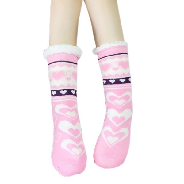 Chaussettes chaudes d'hiver, chaussettes d'intérieur en polaire thermique extra-chaudes, extensibles pour l'hiver, chaussettes antidérapantes en peluche épaisse pour la maison, chaussettes de noël: G