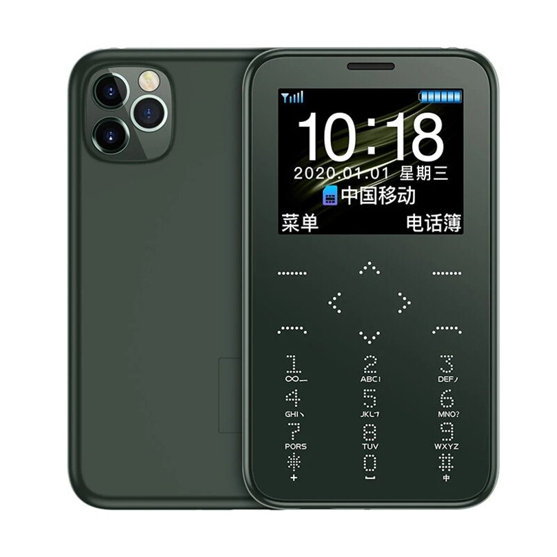 SOYES 7S Plus 400mAh 1.5 pouces Anti-perte Dialer Ultra-mince Portable poche étudiants faible rayonnement Mini carte téléphone: 7S Plus With 32GB / green