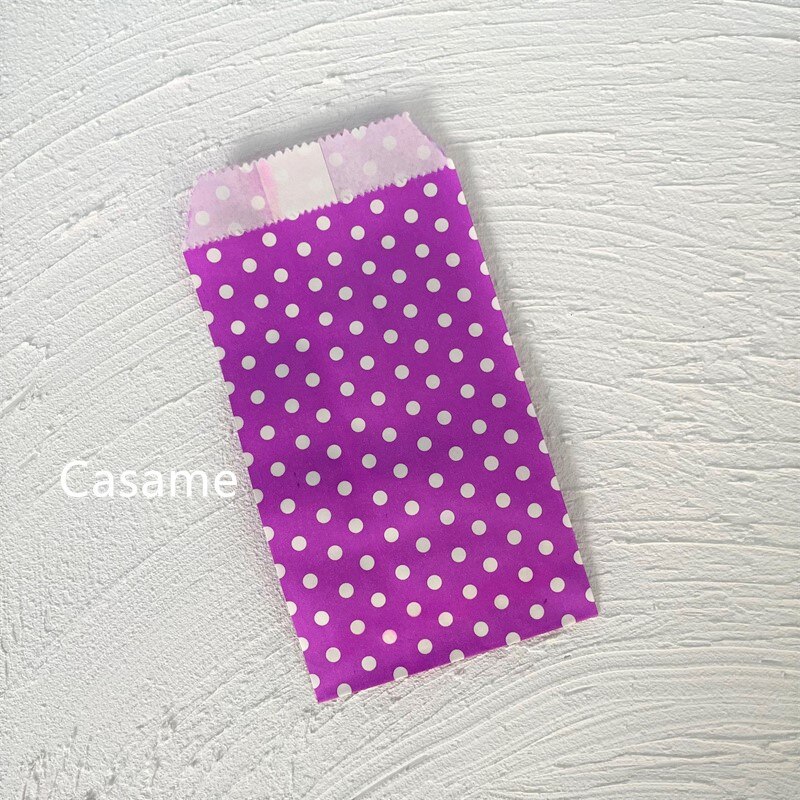 Sacs à bonbons biodégradables pour friandises, 100 pièces 8x15 cm, sacs en papier pour de fête, sac artisanal en papier imprimé à pois, sac de boulangerie, de mariage pour enfant: Purple Dot