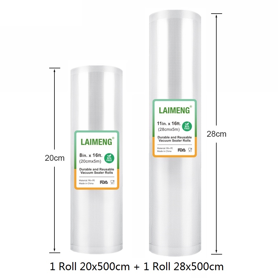 Laimeng vakuumposer til vakuumpakning pakker sous vide poser 2 ruller vakuumpakning opbevaringspose til madopbevaring  r264: 1r 20-500 1r 28-500