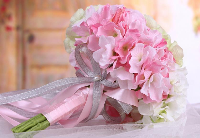 Avioliitto häät hortensia kimppu morsiamen ulompi hääkukkia rintakoruja kimppu mariage: Vaaleanpunainen