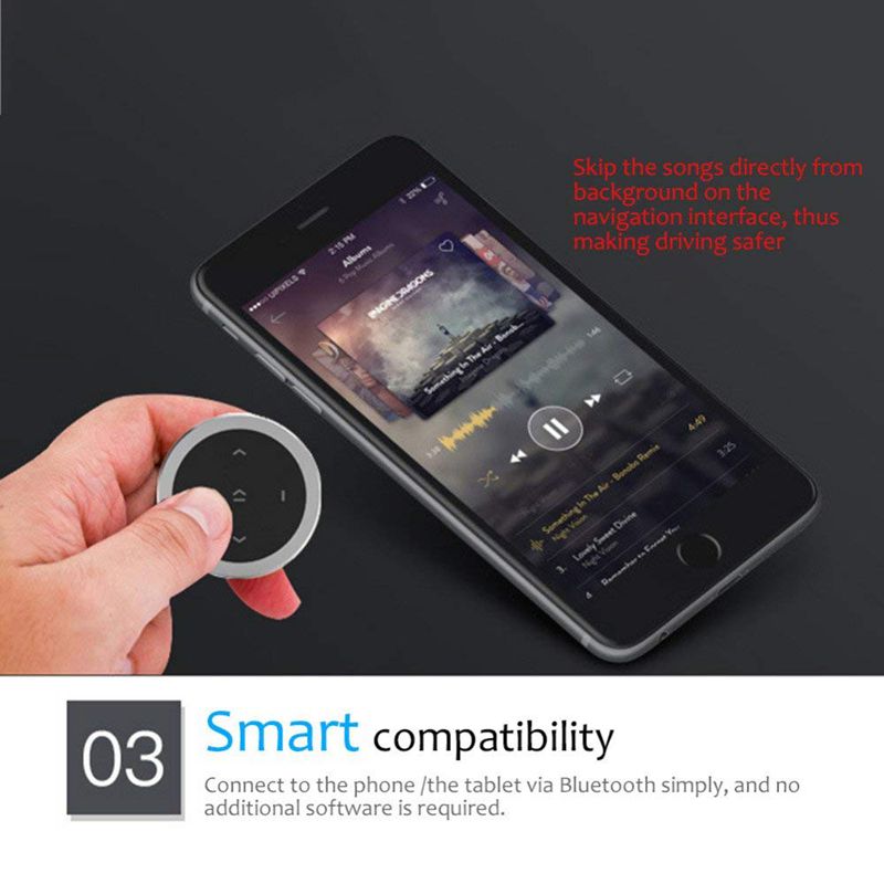 Mando a distancia multifuncional Bluetooth Multimedia para teléfono móvil inalámbrico para coche (negro)