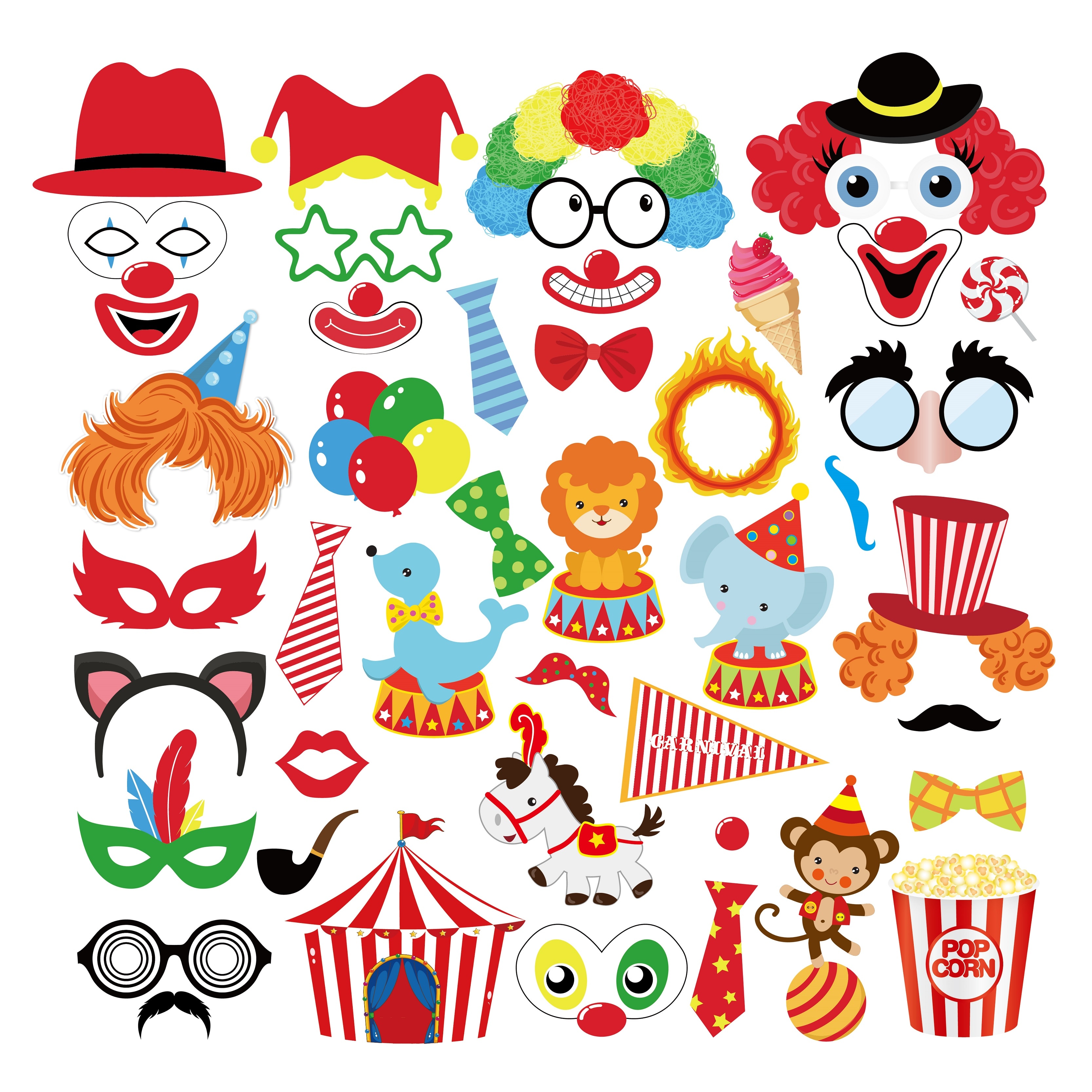 44pcs/set Baby Circus Animals Lion Carnival Party DIY HAPPY BIRTHDAY Party Photobooth Props Backdrops Baby Shower Decorations