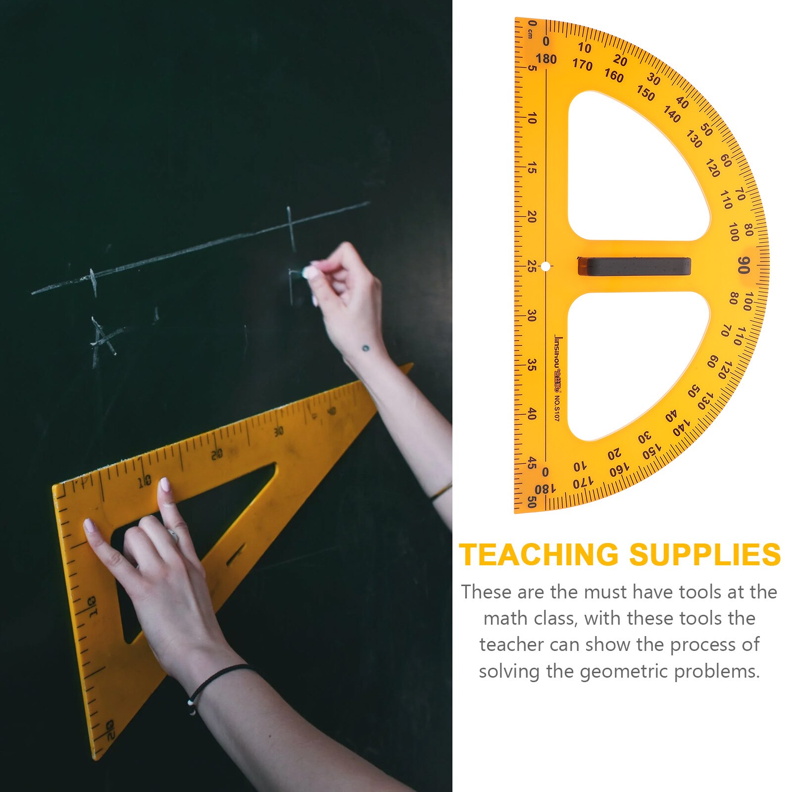 Teaching Tool Plastic Protractor Angle Protractor Measuring Protractor for Math Teaching Blackboard Teacher