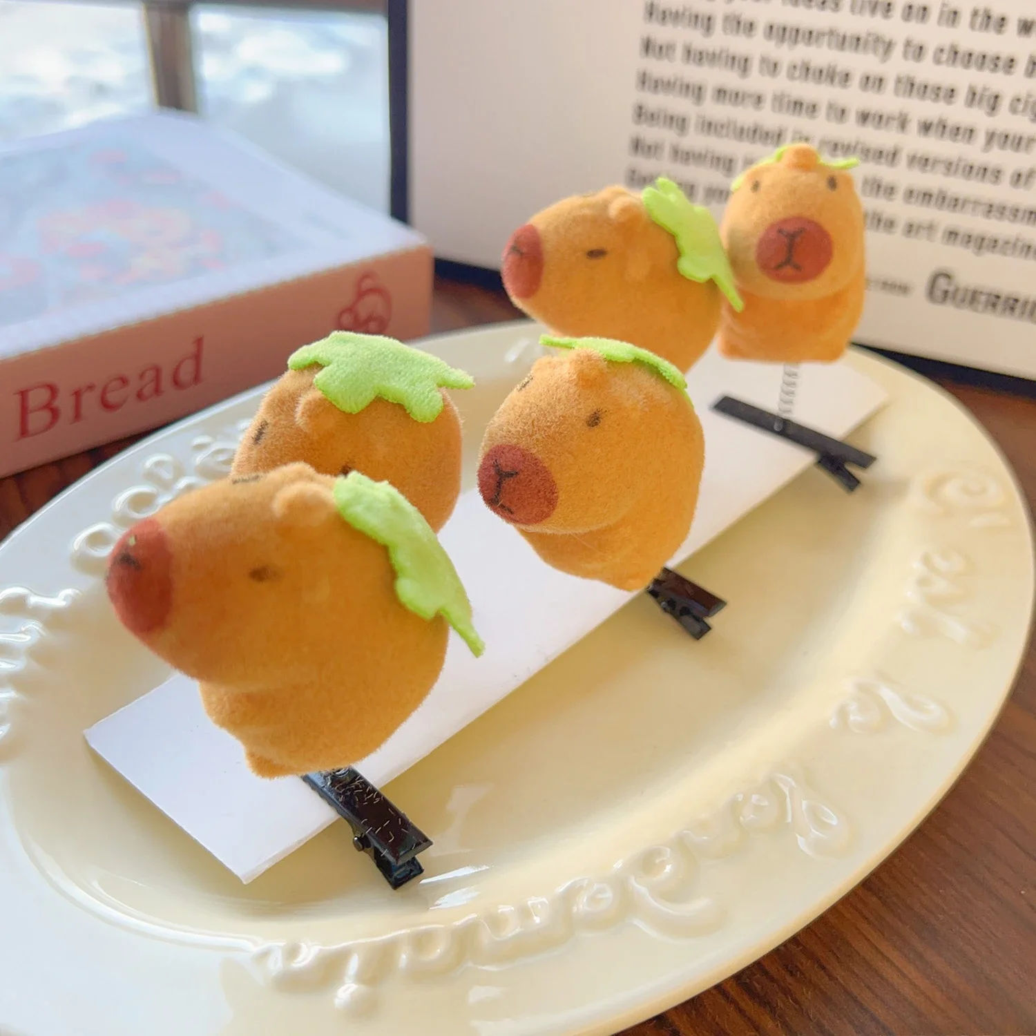 Cute Capybara Hair Clip Children Funny Kawaii 3D Animal Plush Hairpin Duckbill Clips Headdress Lovely Kids Hair Accessories: Gold