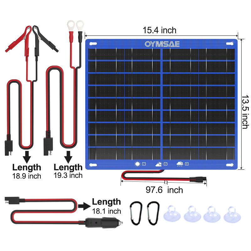 Ładowarka solarna oymsae 30w 12v ładowarka i urządzenie podtrzymujące akumulatory do samochodów, łodzi i aut