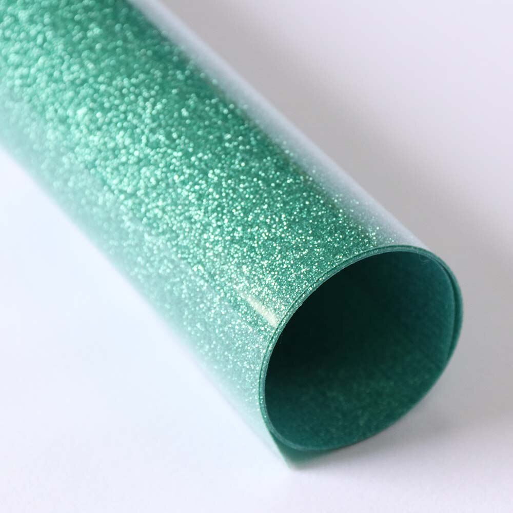 A4 Sample 21cm x 30cm Glitter Warmteoverdracht Vinyl Film voor Kledingstuk ijzer op Textiel Grafische Warmte Pers vinyl Kleur voor kiezen: jade