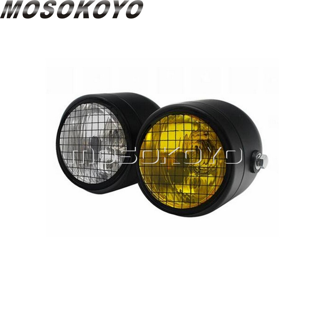 Motorcycle Twin Round Dominator Headlight 3.5" Double Dual Lamp Front Headlamp for Harley Cafe Racer Old School Chopper Bobber