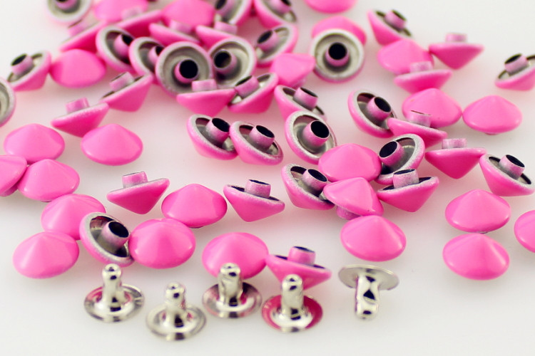 100 stücke 9mm Bunte einstellen Kegel Nieten Zink Legierung Leder Zucht Schuhe DIY Punk Stil Spitze Schraube Für Gürtel taschen pulseras pinchos: Rosa