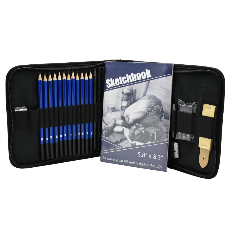1 set Sketch Pencil Set Sketching Drawing Kit Wood Pencils Pencil Bags For Painter School Students Art Supplies: Default Title