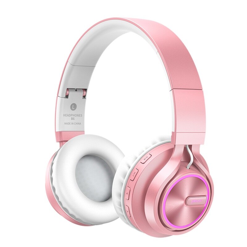 Rose Gold Draadloze Bluetooth Hoofdtelefoon Headset met Microfoon Bluetooth On Ear Hoofdtelefoon voor Vrouwen Meisje Kinderen: B6 rose