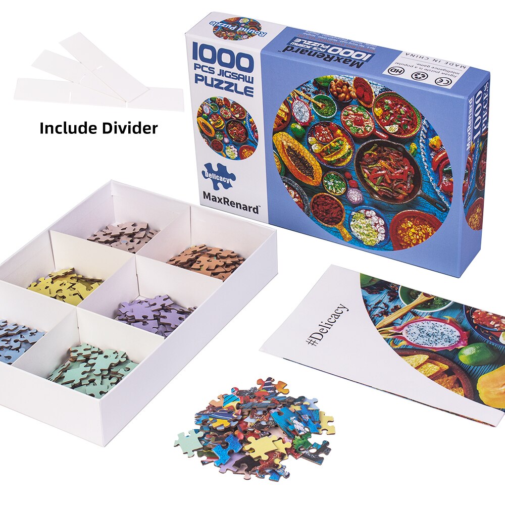 MaxRenard 1000 Pieces Round Shape Jigsaw Puzzles for Adults 70*70cm Paper Assembling Painting Puzzles for Adults