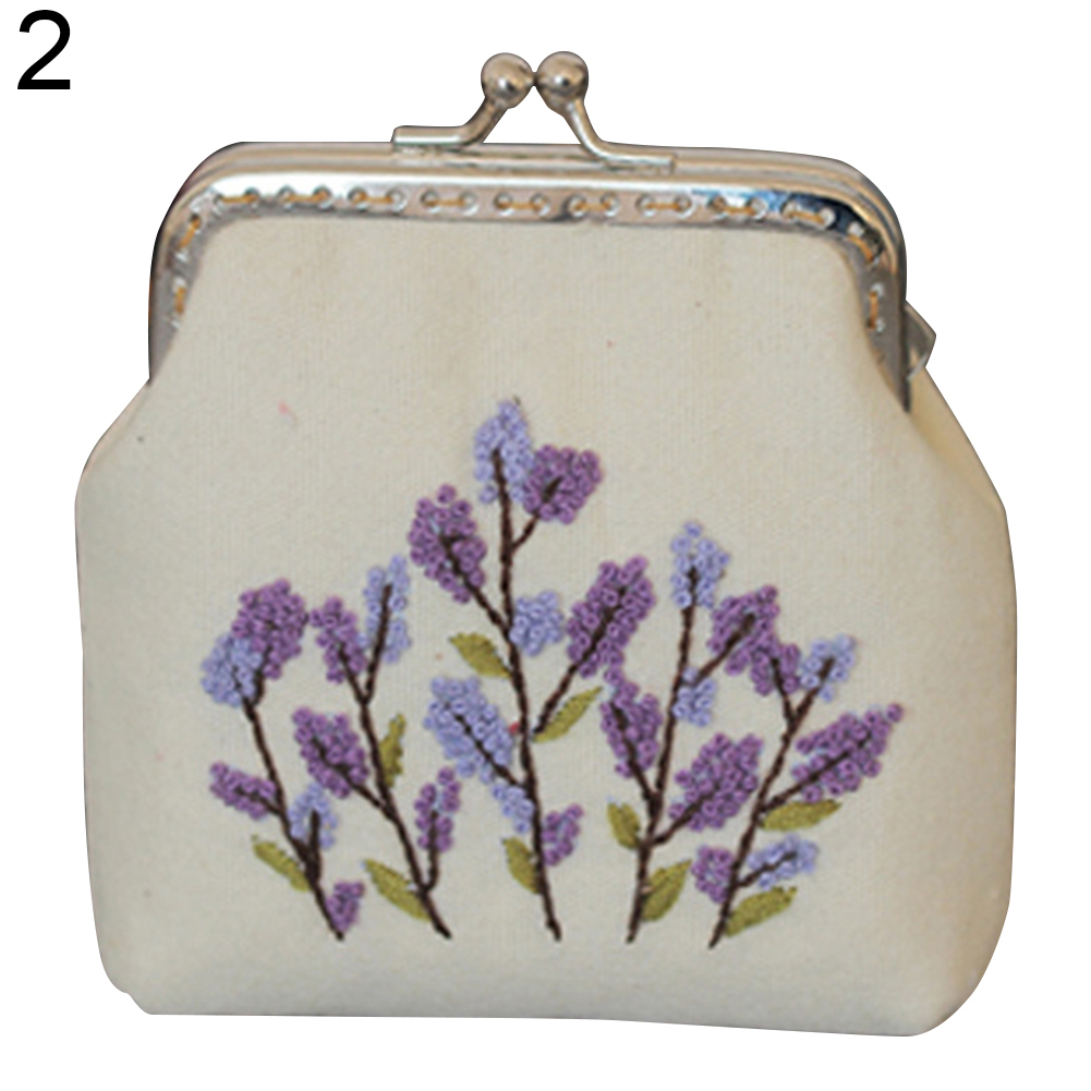 Monedero con bordado de flores para manualidades, monedero de punto de cruz con bordado, materiales de estilo chino, monedero pequeño Vintage para mujer: 2