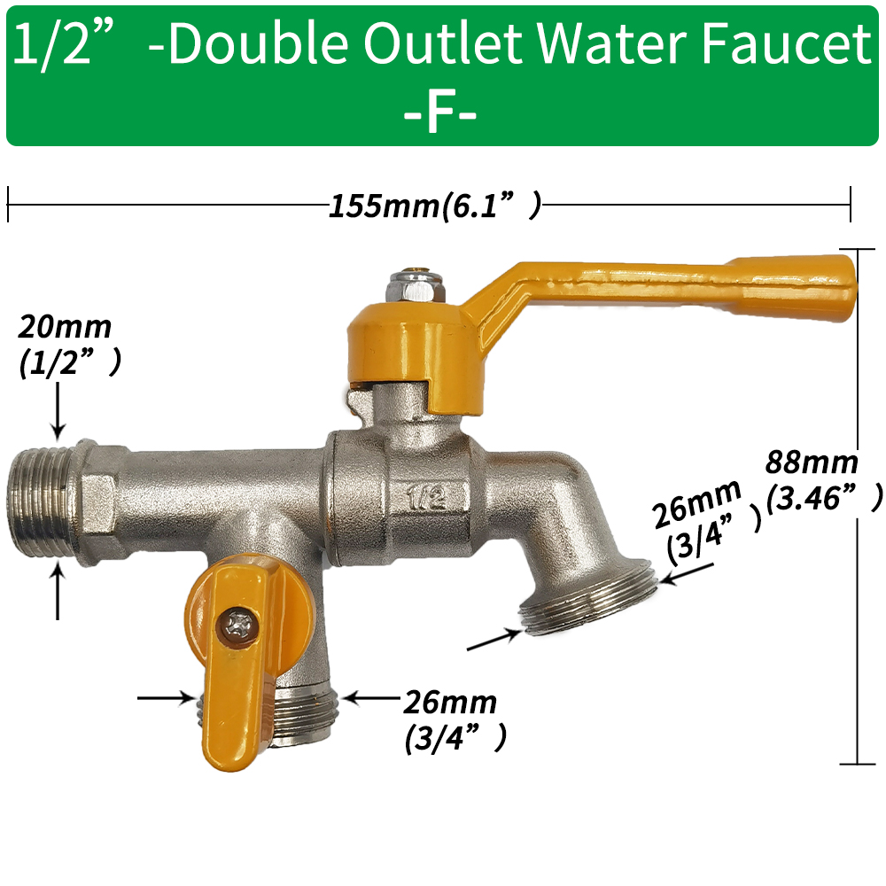 Gartenschlauch Wasserhahn Adapter 1/2'' IBC Wassertank Anschluss 2-Wege 1-Wege Bewässerung Durcheinander Wasserhahn gemeinsam Ersatz passend zu Kugelhahn: grau