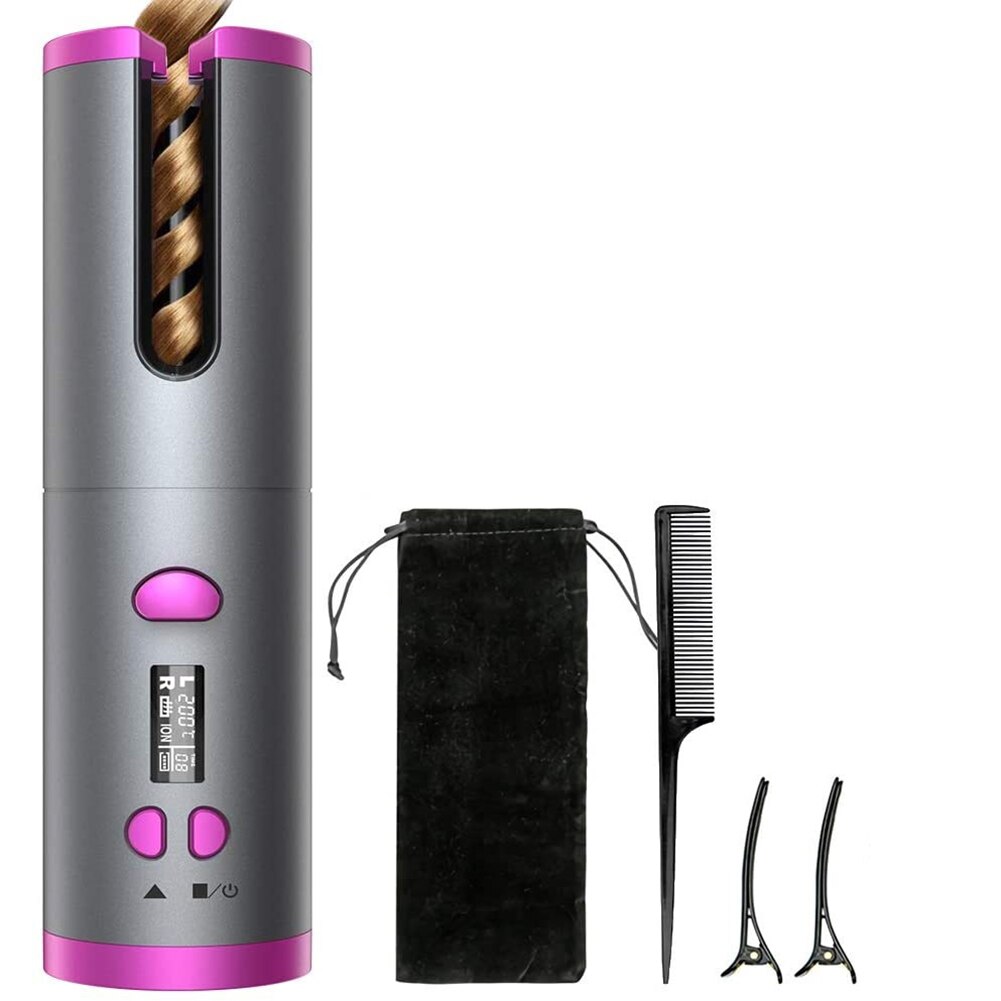 Smart Automatische Hair Curler Draadloze Krultang Keramische Krullend Wave Styling Tool Draadloze Haar Waver Wand Met Clip + Kam: B
