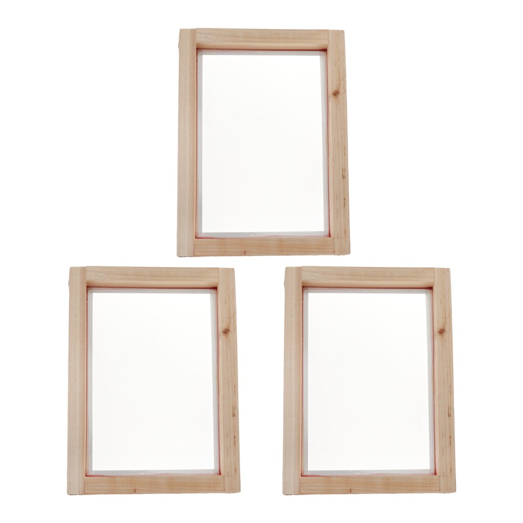 3 Stuks Zeefdruk Houten Frame Zijde Print Mesh 77T 25X35Cm Voor Zeefdruk