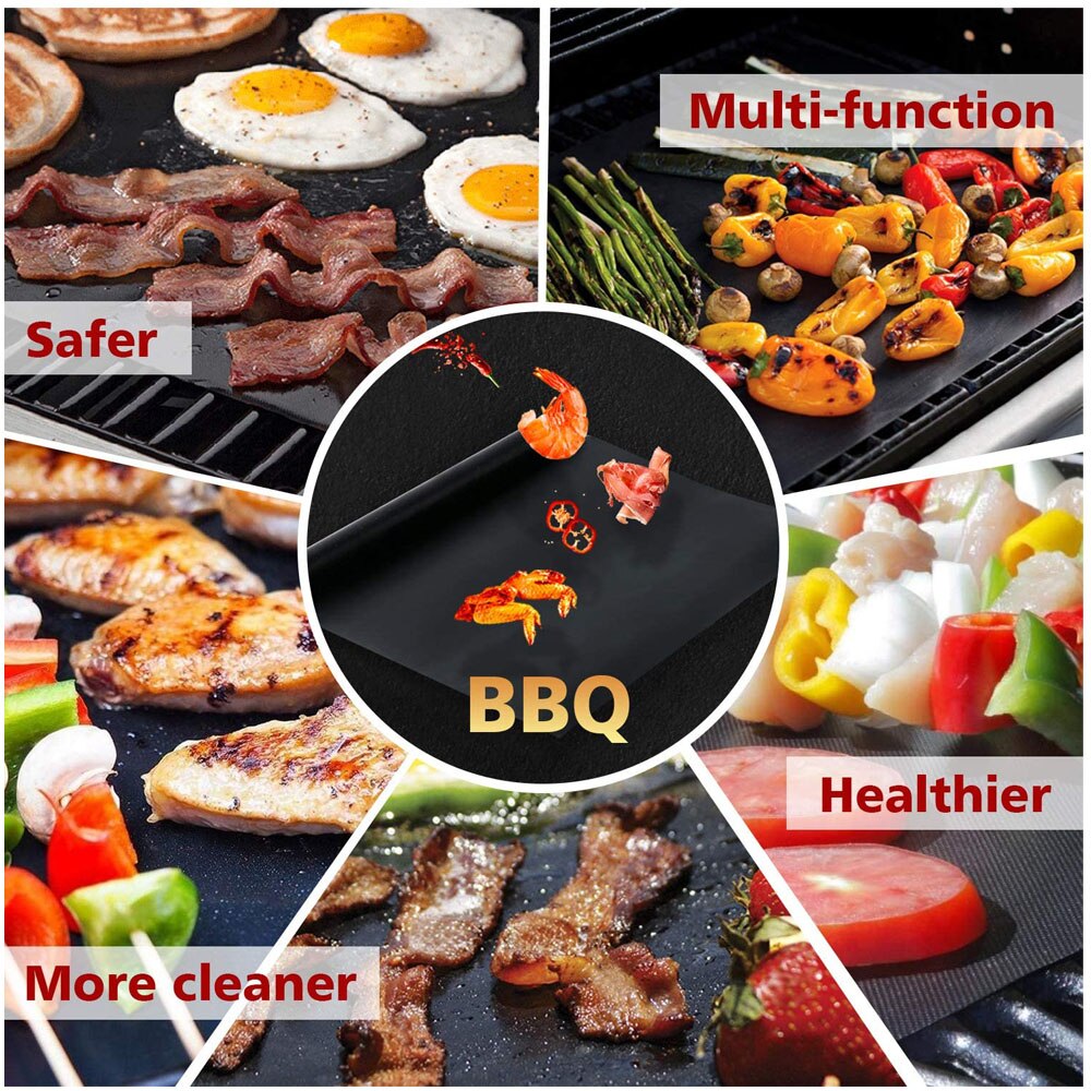 2/3/5Pcs 40X33Cm Bbq Grill Matten Non Stick Bakmat Herbruikbare Barbecue Pad hittebestendigheid Koken Plaat Grillen Accessoires